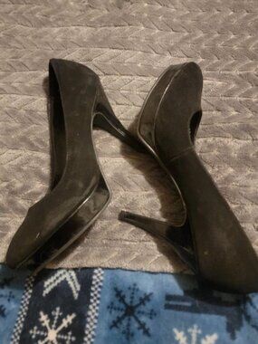 Black suede pumps
